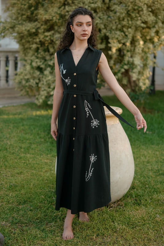 Autumn Florals Embroidered Dress