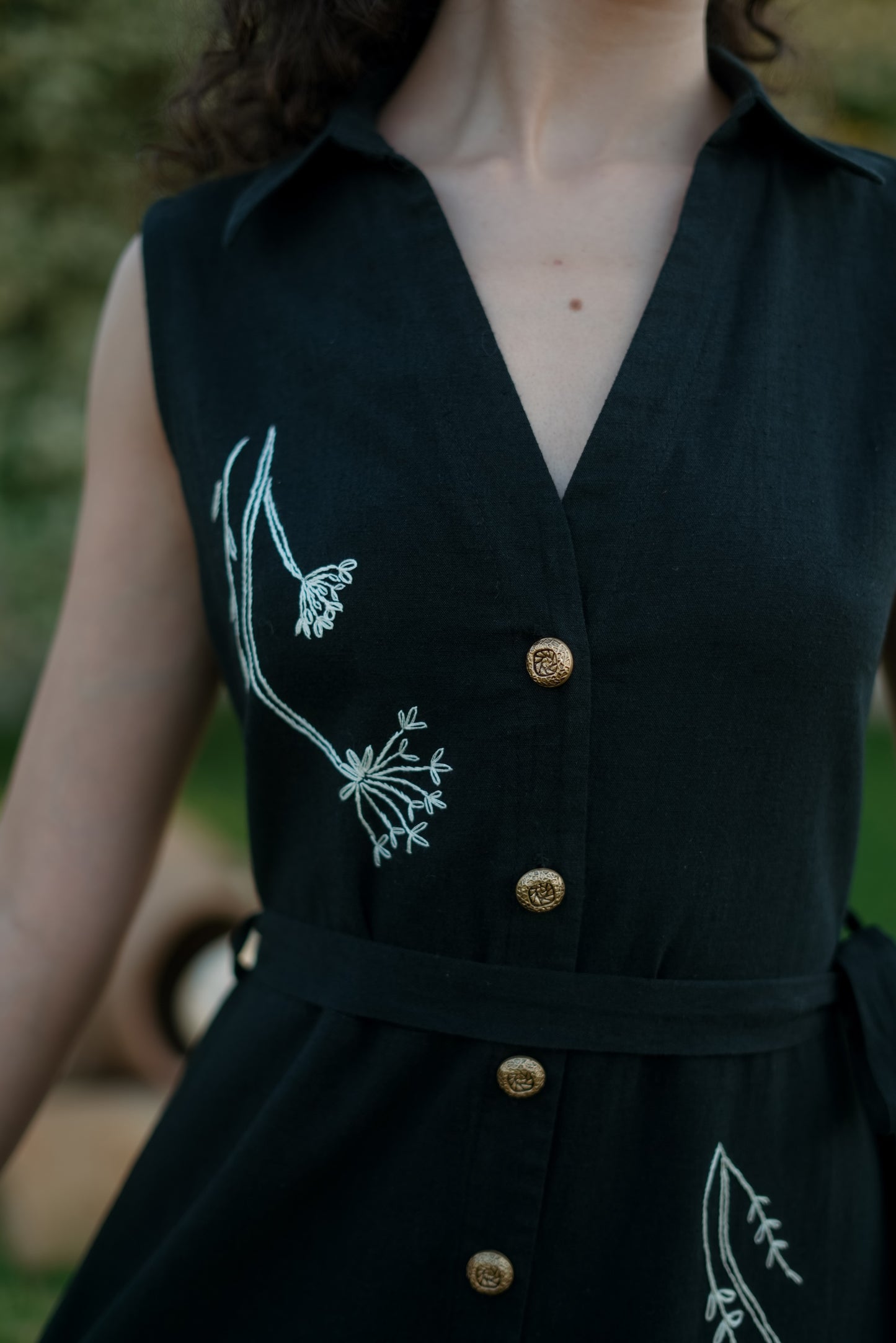 Autumn Florals Embroidered Dress