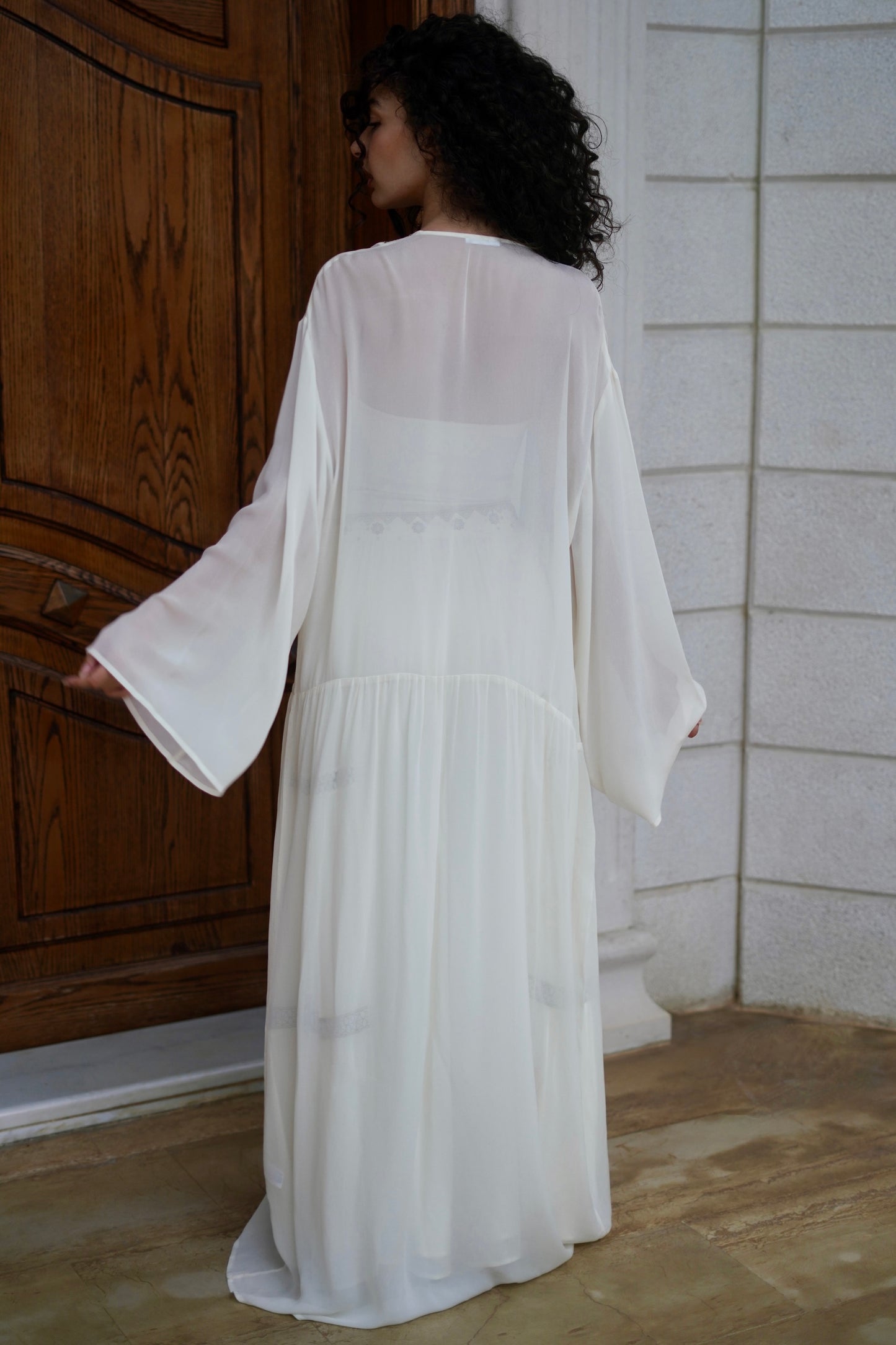 Geometric Embroidered Sheer Kimono