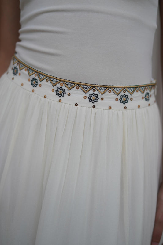 Geometric Embroidered Maxi Skirt