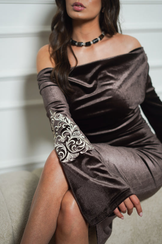 Embroidered Off-Shoulder Dress