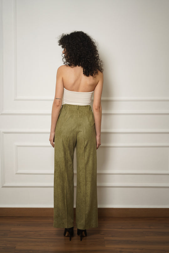 Embroidered Suede Trousers