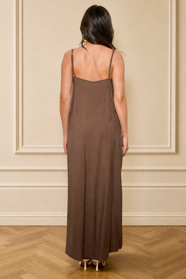 Hand-Beaded Brown Natural Stone Dress
