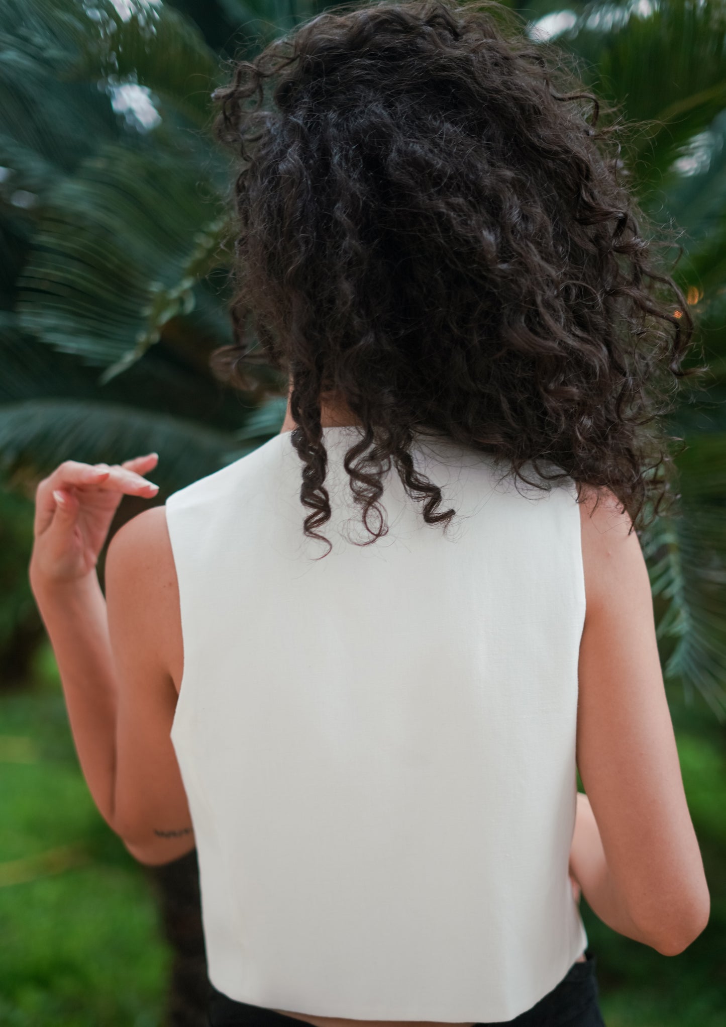 Hand-Embroidered White Vest