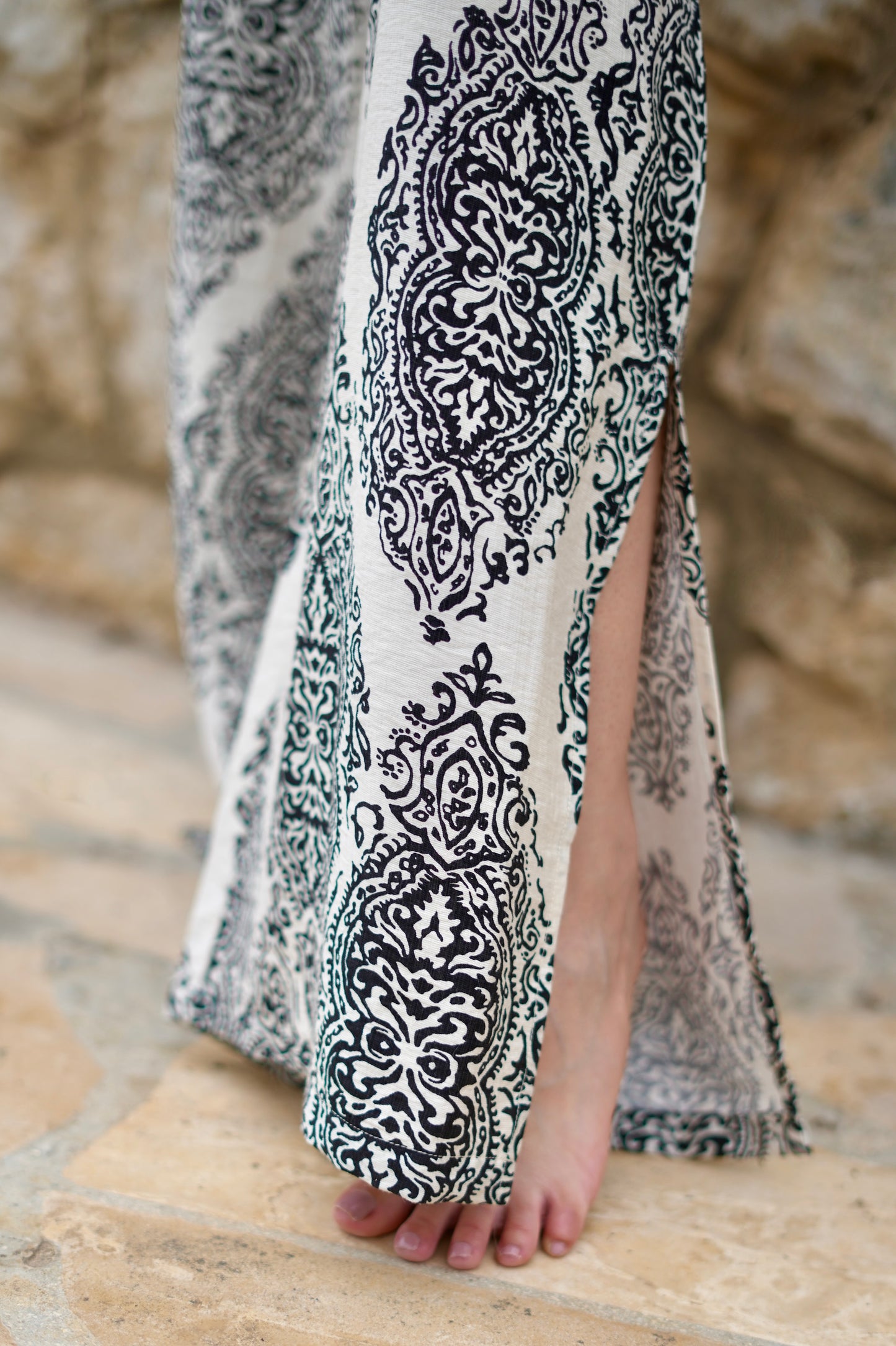 Arabesque Print Flared Trousers