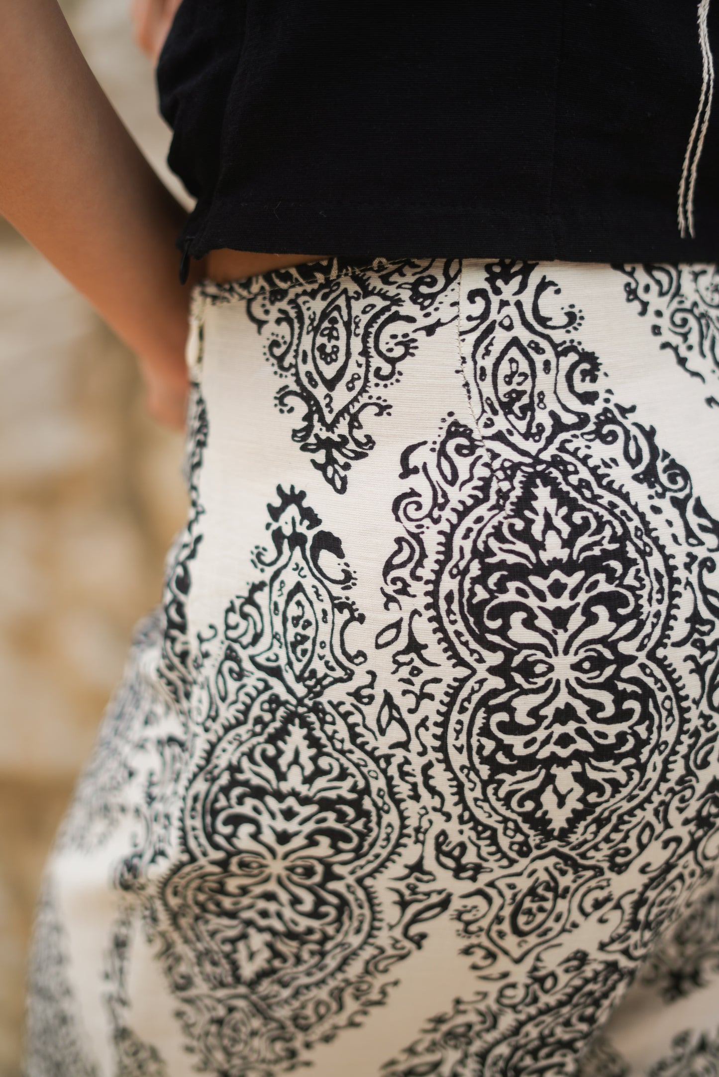 Arabesque Print Flared Trousers