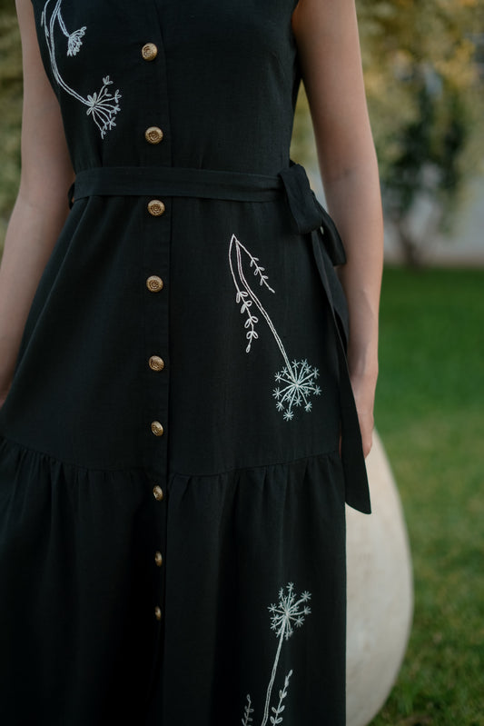 Autumn Florals Embroidered Dress