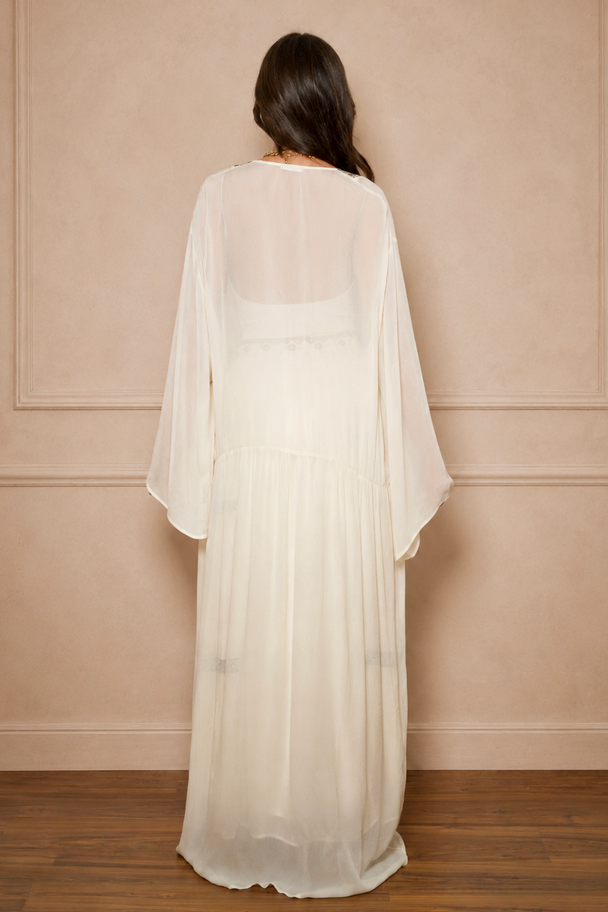 Geometric Embroidered Sheer Kimono