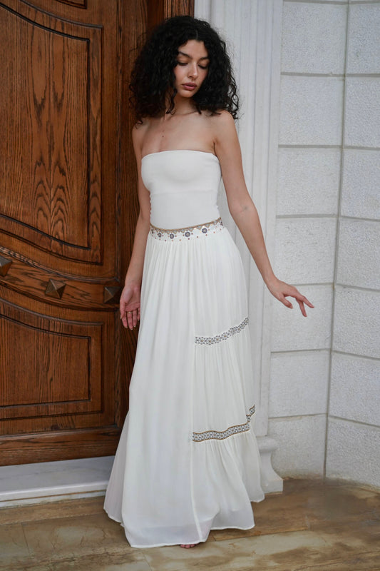 Geometric Embroidered Maxi Skirt