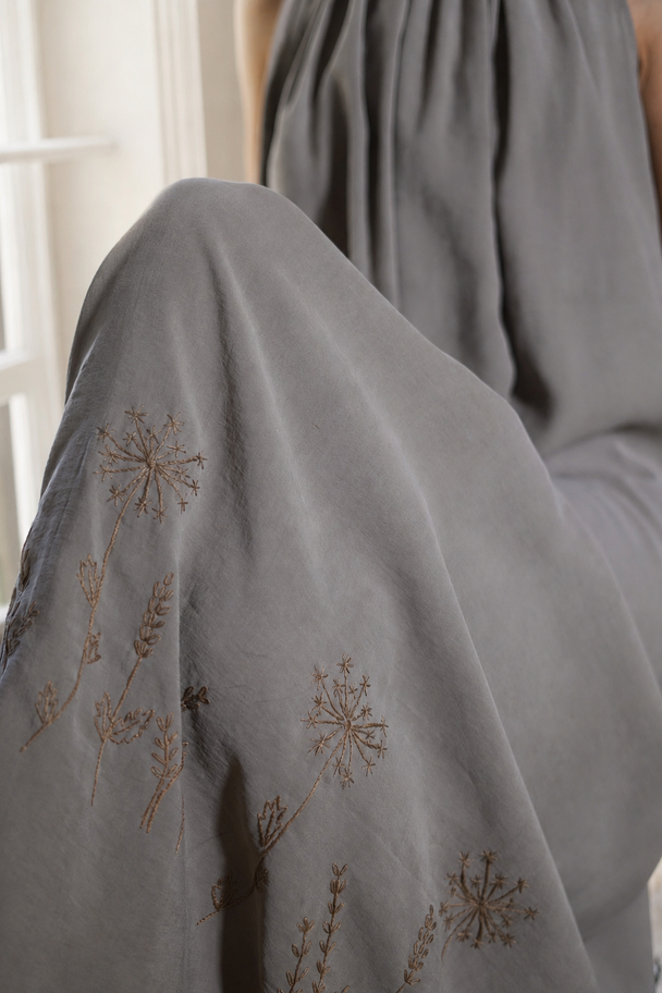 Hand-Embroidered Taupe Dress