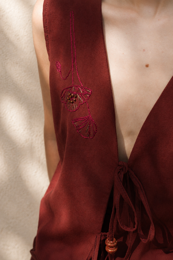 Red Poppy Hand-Embroidered Vest