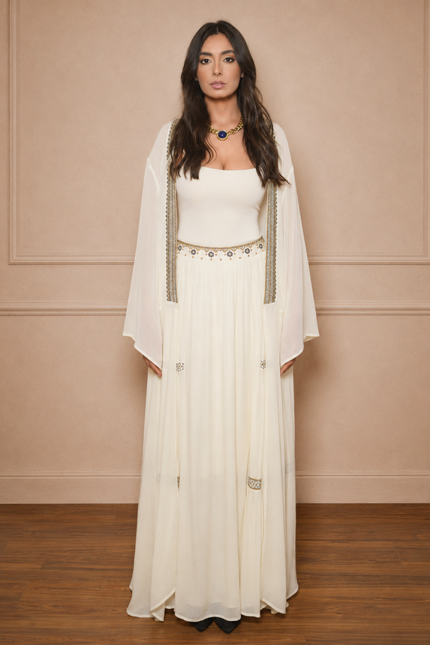 Geometric Embroidered Sheer Kimono
