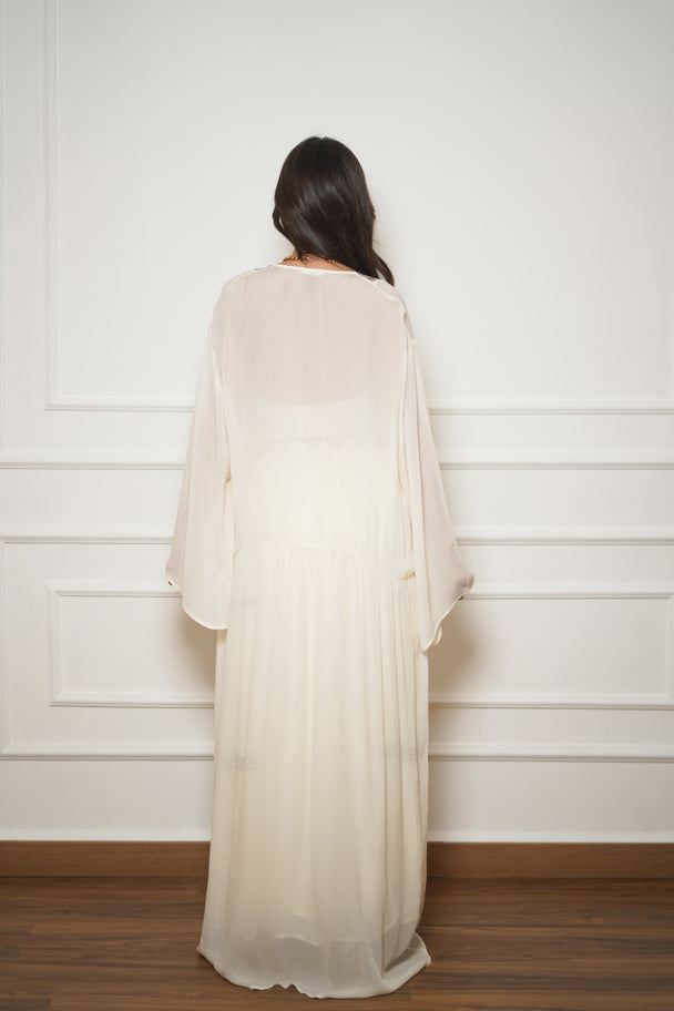 Geometric Embroidered Sheer Kimono