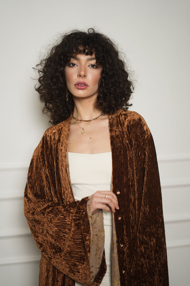 Pleated Velvet Kimono