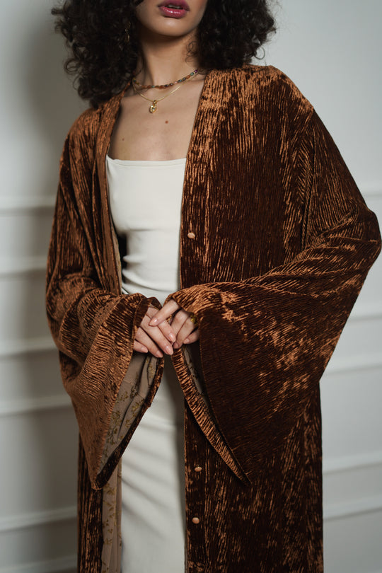 Pleated Velvet Kimono