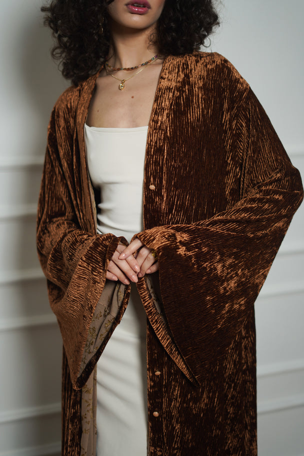 Pleated Velvet Kimono
