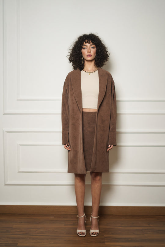 Suede Open Coat