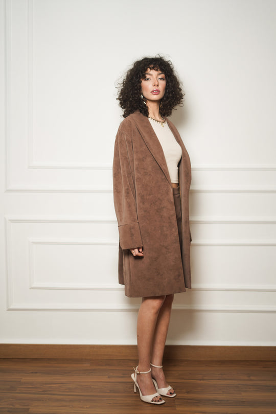 Suede Open Coat
