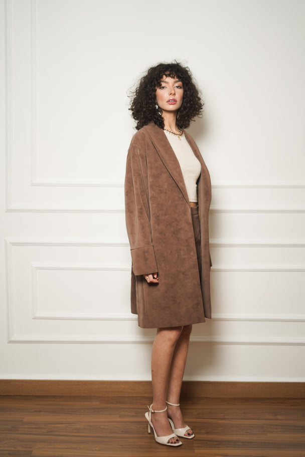 Suede Open Coat
