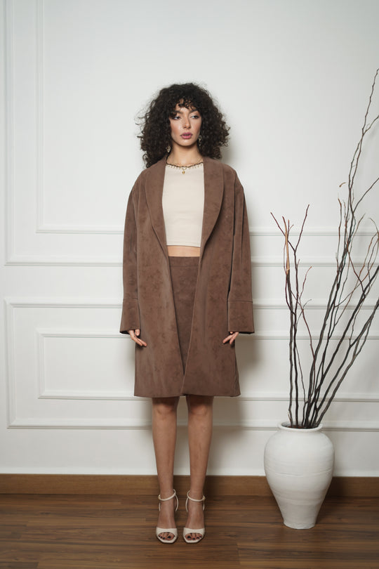Suede Open Coat